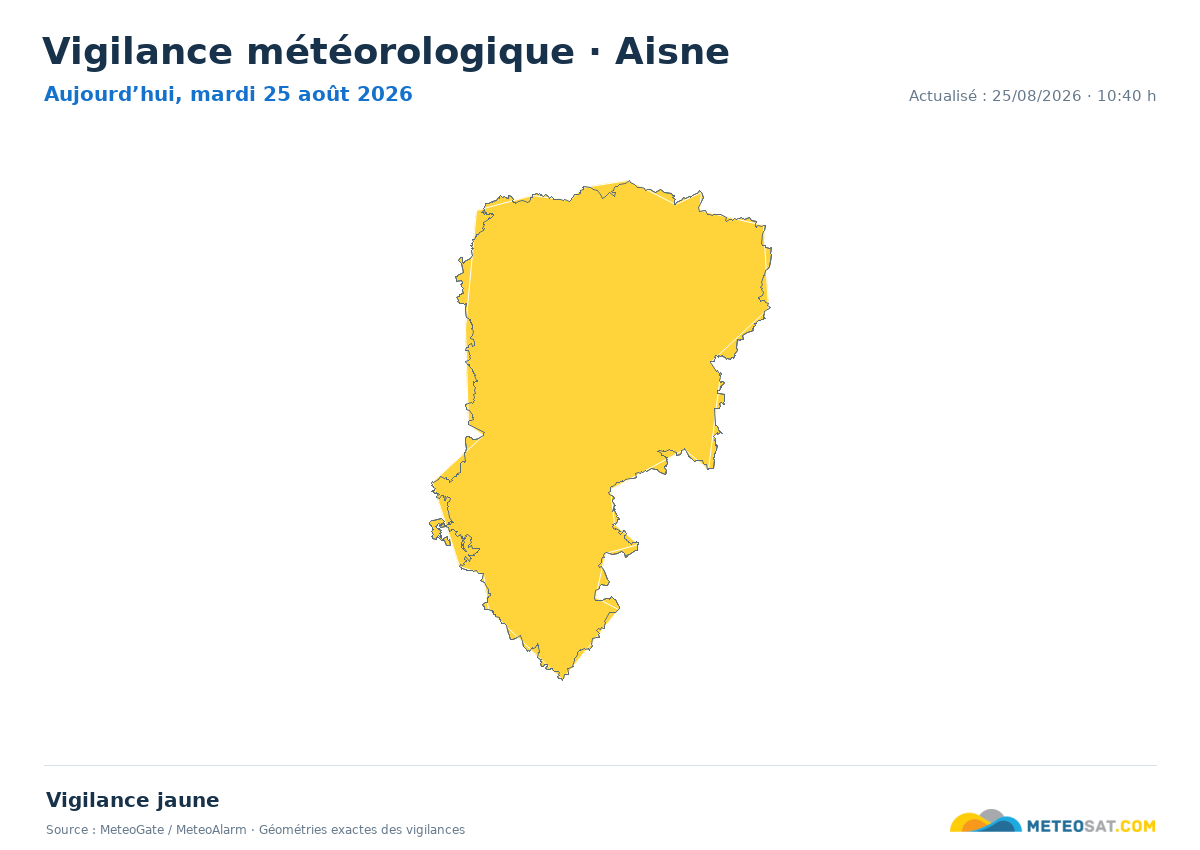 Carte de Vigilance météorologique dans Aisne