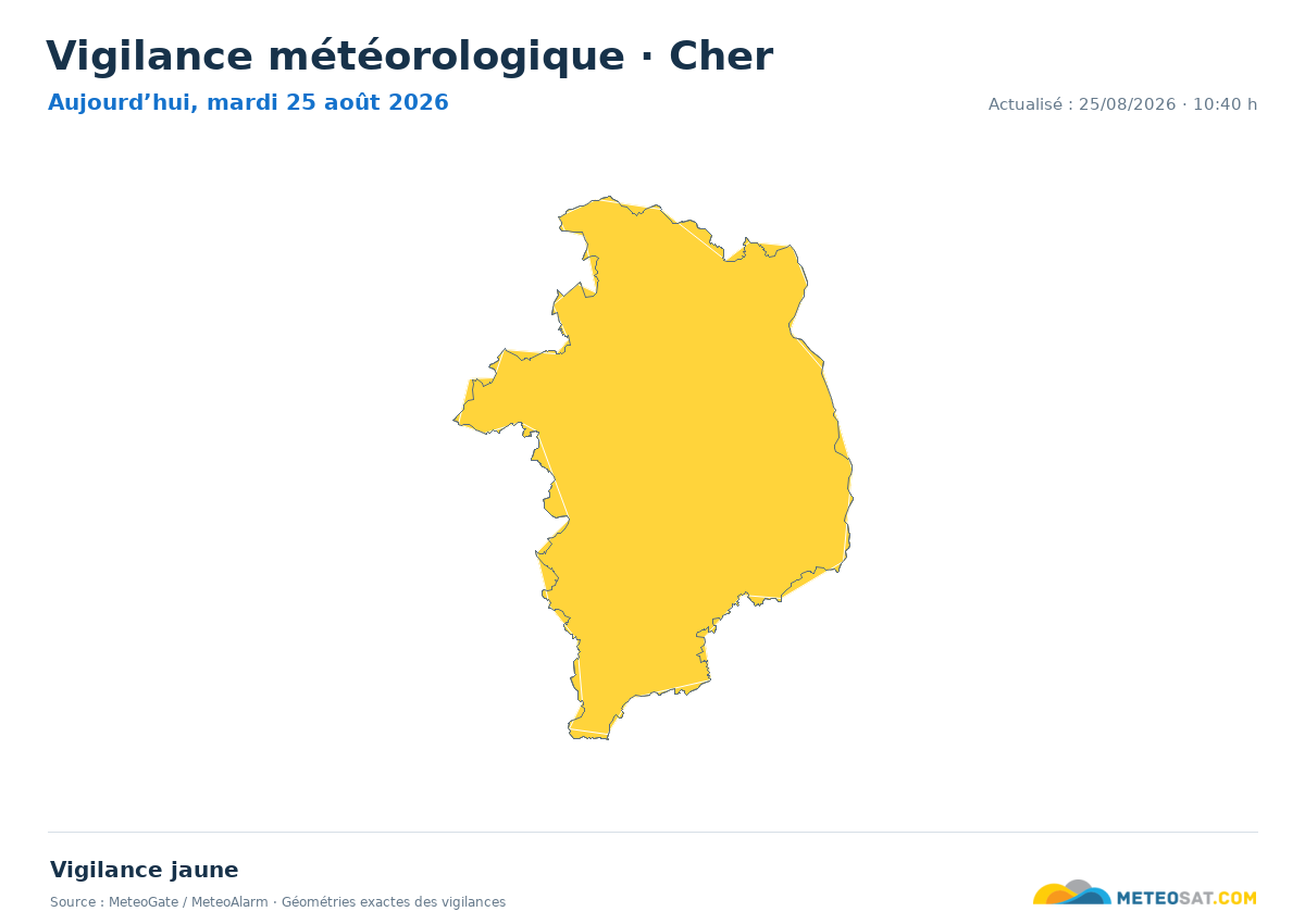 Carte de Vigilance météorologique dans Cher
