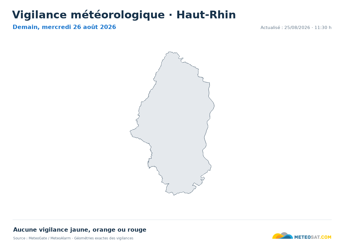 Carte de Vigilance météorologique dans Haut-Rhin