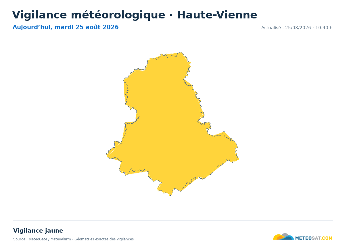 Carte de Vigilance météorologique dans Haute-Vienne