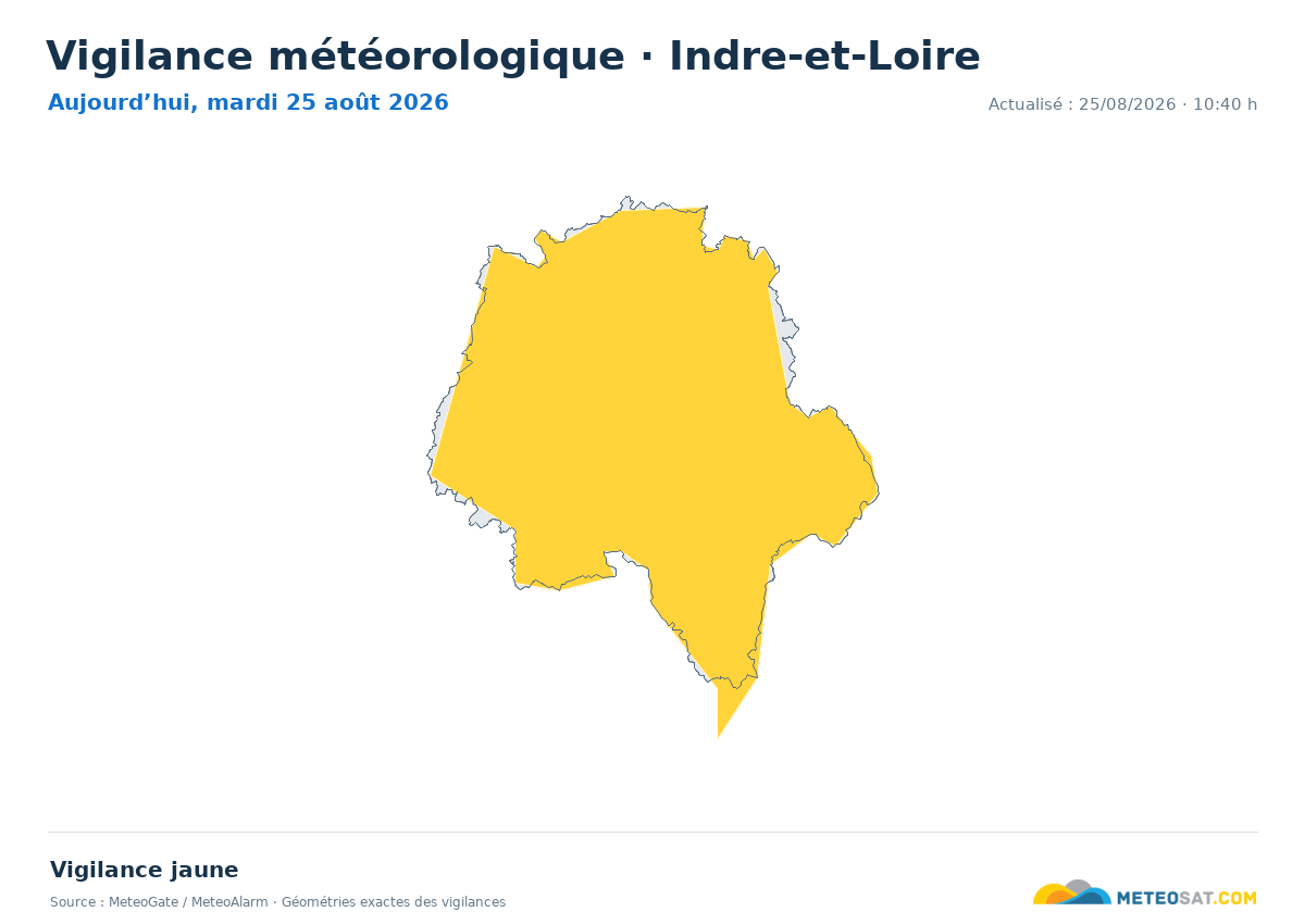 Carte de Vigilance météorologique dans Indre-et-Loire