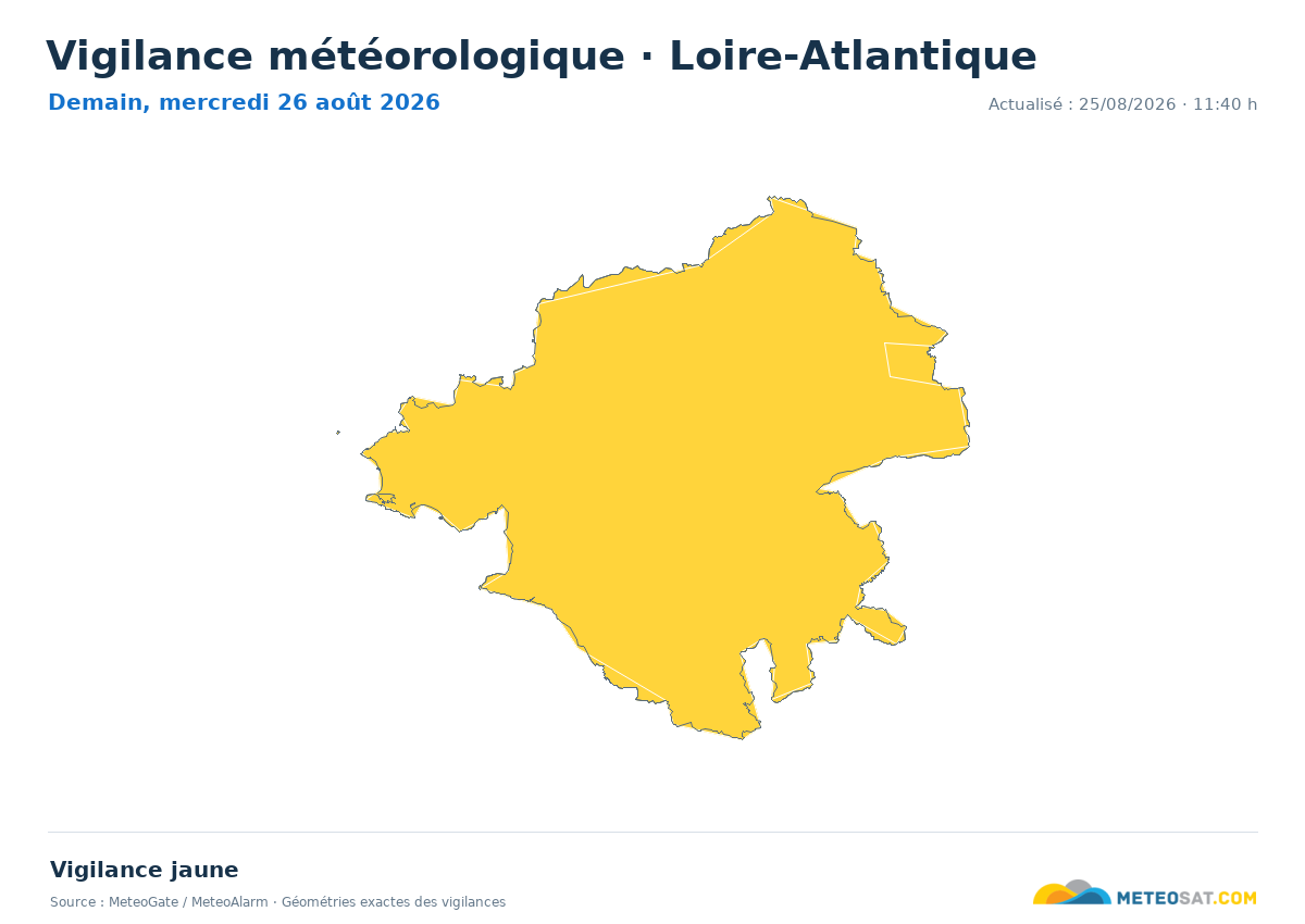 Carte de Vigilance météorologique dans Loire-Atlantique