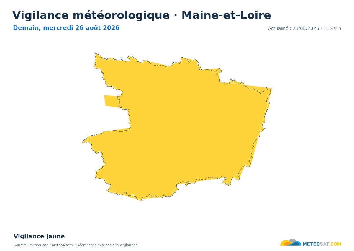 Carte de Vigilance météorologique dans Maine-et-Loire
