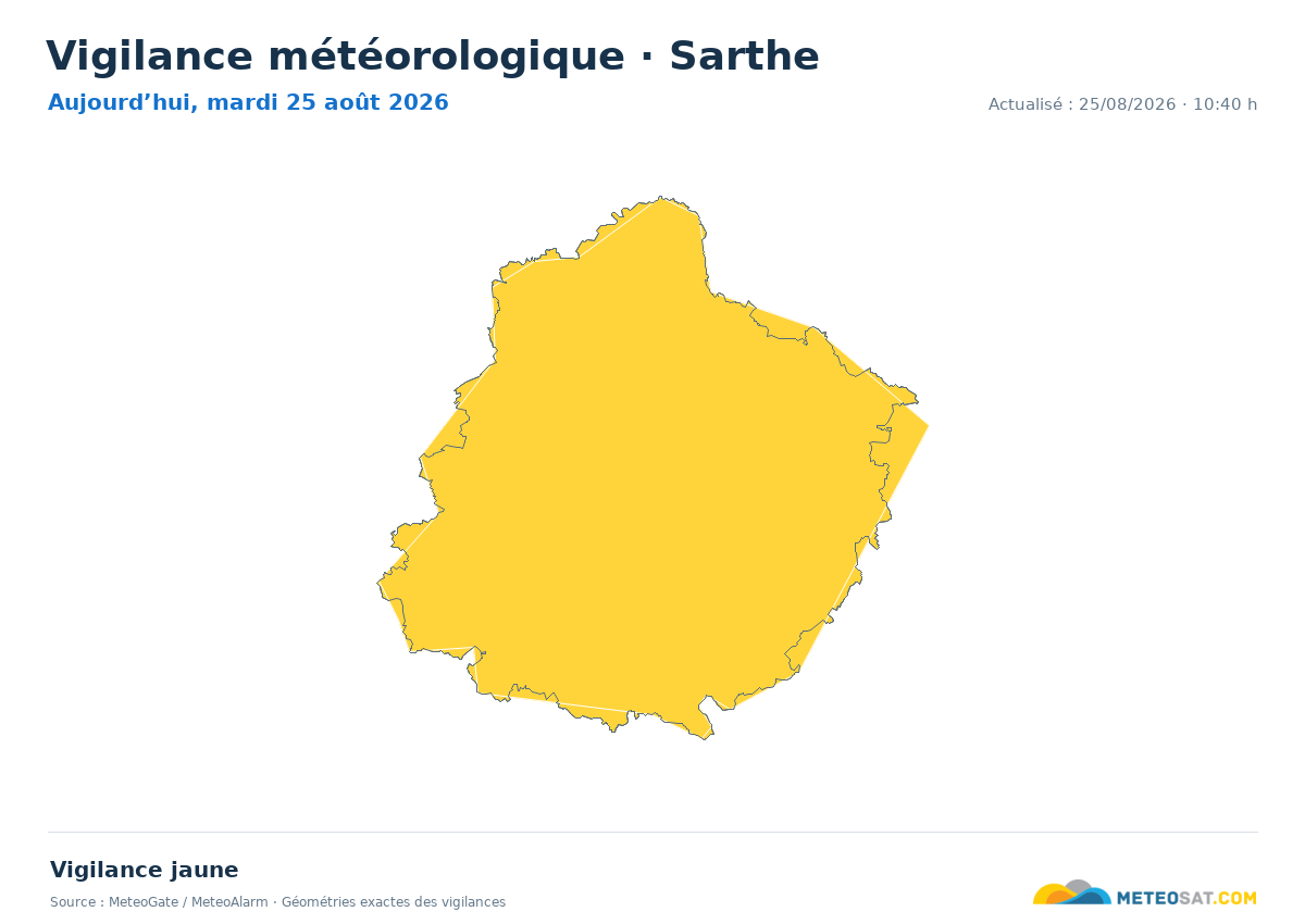 Carte de Vigilance météorologique dans Sarthe