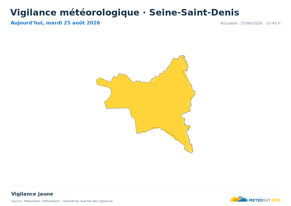 Carte de Vigilance météorologique dans Seine-Saint-Denis