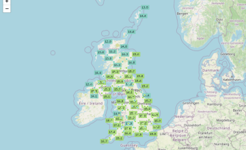 Current weather conditions in the United Kingdom