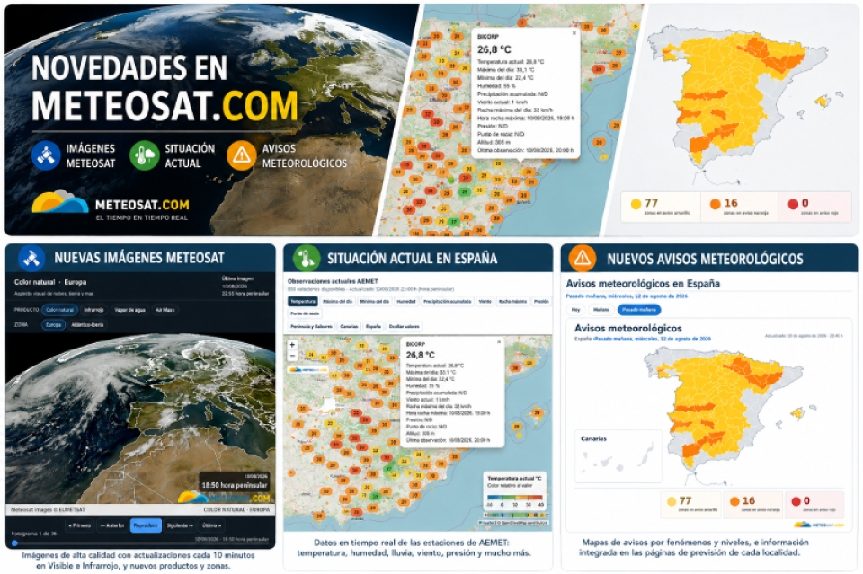Meteosat.com se renueva: nuevas imágenes, avisos y datos meteorológicos Meteosat.com se renueva: nuevas imágenes, avisos y datos meteorológicos