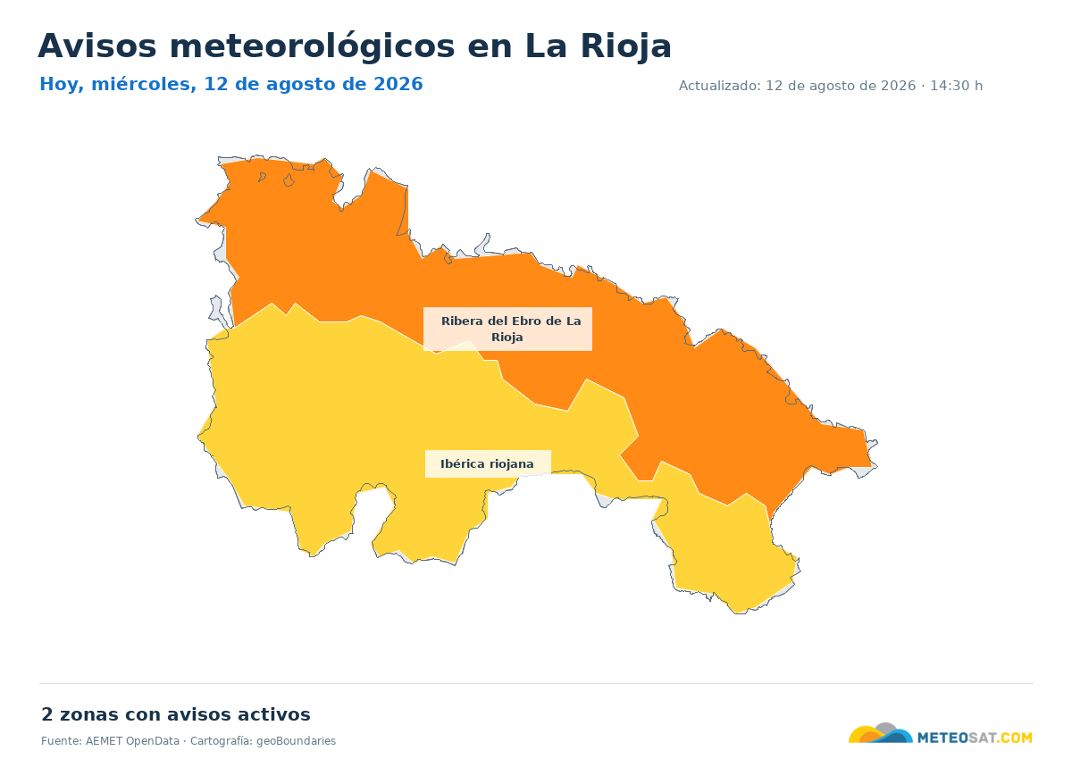 Mapa de avisos meteorol�gicos de AEMET en la provincia de La Rioja para hoy